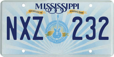 MS license plate NXZ232