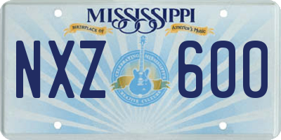 MS license plate NXZ600