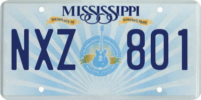 MS license plate NXZ801
