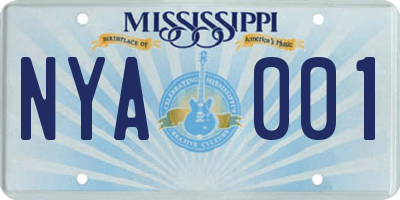 MS license plate NYA001