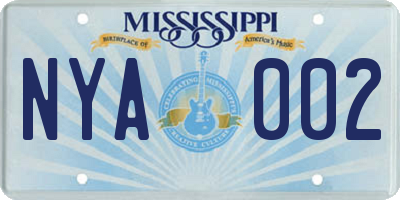 MS license plate NYA002
