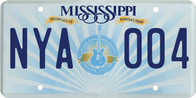 MS license plate NYA004
