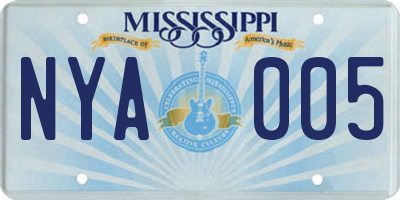 MS license plate NYA005