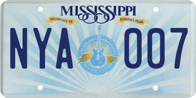 MS license plate NYA007
