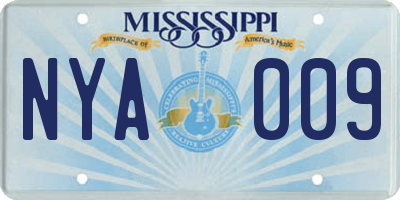 MS license plate NYA009
