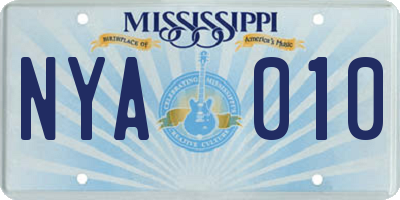 MS license plate NYA010