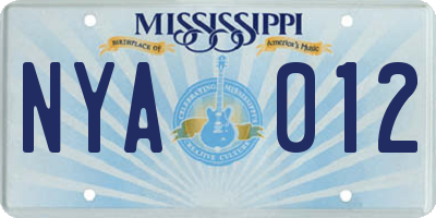 MS license plate NYA012