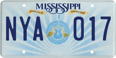MS license plate NYA017