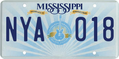 MS license plate NYA018