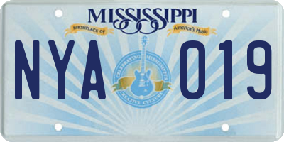 MS license plate NYA019