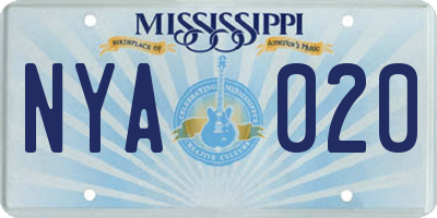 MS license plate NYA020