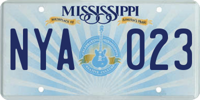 MS license plate NYA023