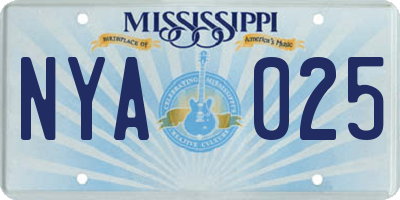 MS license plate NYA025