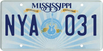 MS license plate NYA031