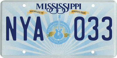 MS license plate NYA033