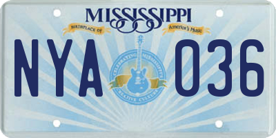 MS license plate NYA036