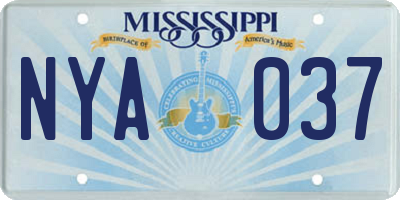MS license plate NYA037