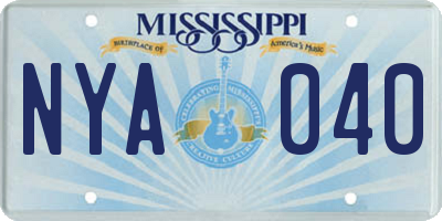 MS license plate NYA040