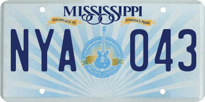 MS license plate NYA043