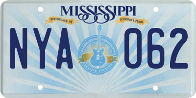 MS license plate NYA062