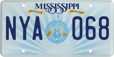 MS license plate NYA068