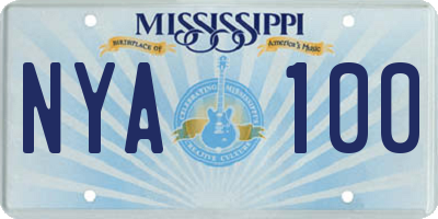 MS license plate NYA100