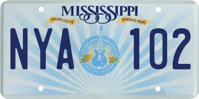 MS license plate NYA102