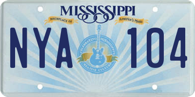 MS license plate NYA104