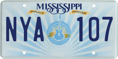 MS license plate NYA107