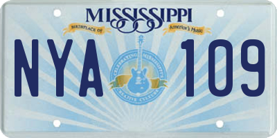 MS license plate NYA109