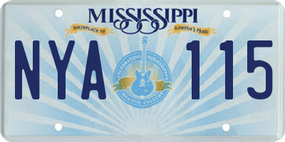 MS license plate NYA115