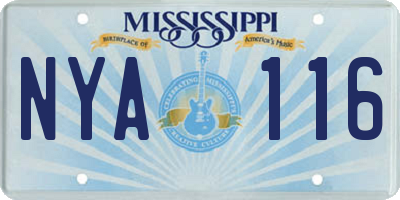 MS license plate NYA116