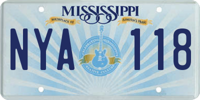 MS license plate NYA118