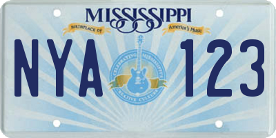 MS license plate NYA123