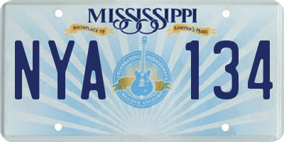 MS license plate NYA134