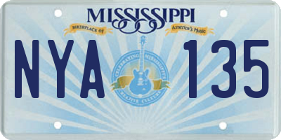 MS license plate NYA135