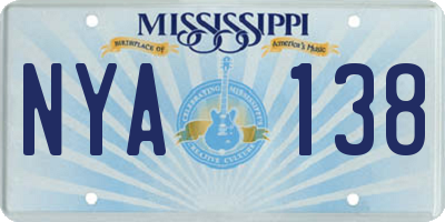 MS license plate NYA138