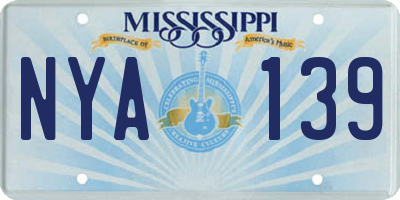 MS license plate NYA139