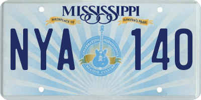 MS license plate NYA140