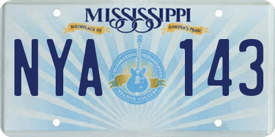 MS license plate NYA143