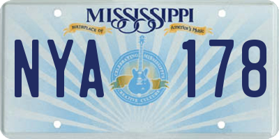 MS license plate NYA178