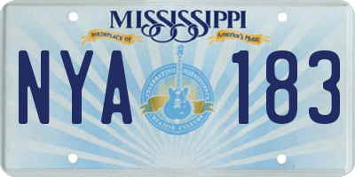 MS license plate NYA183