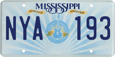 MS license plate NYA193