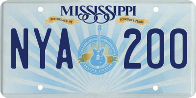 MS license plate NYA200