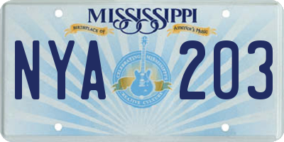 MS license plate NYA203