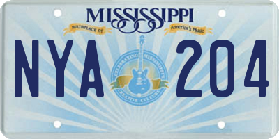 MS license plate NYA204