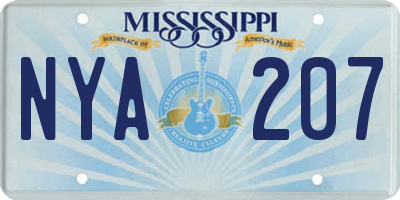 MS license plate NYA207