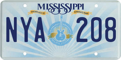 MS license plate NYA208