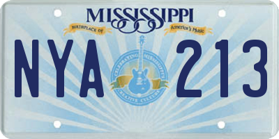 MS license plate NYA213