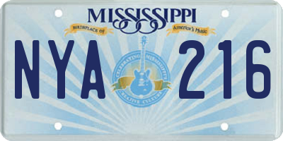 MS license plate NYA216